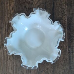 Fenton White Clear Ruffle Dish